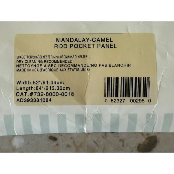 NWT Waverly Drapery Rod Pocket Panel 52 x 84 Mandalay Camel Botanicals Lined - Picture 6 of 9